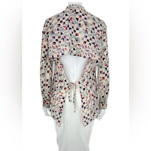 Modern Artistry: BCBG Max Azria Geometric Print Silk Blouse, Size S